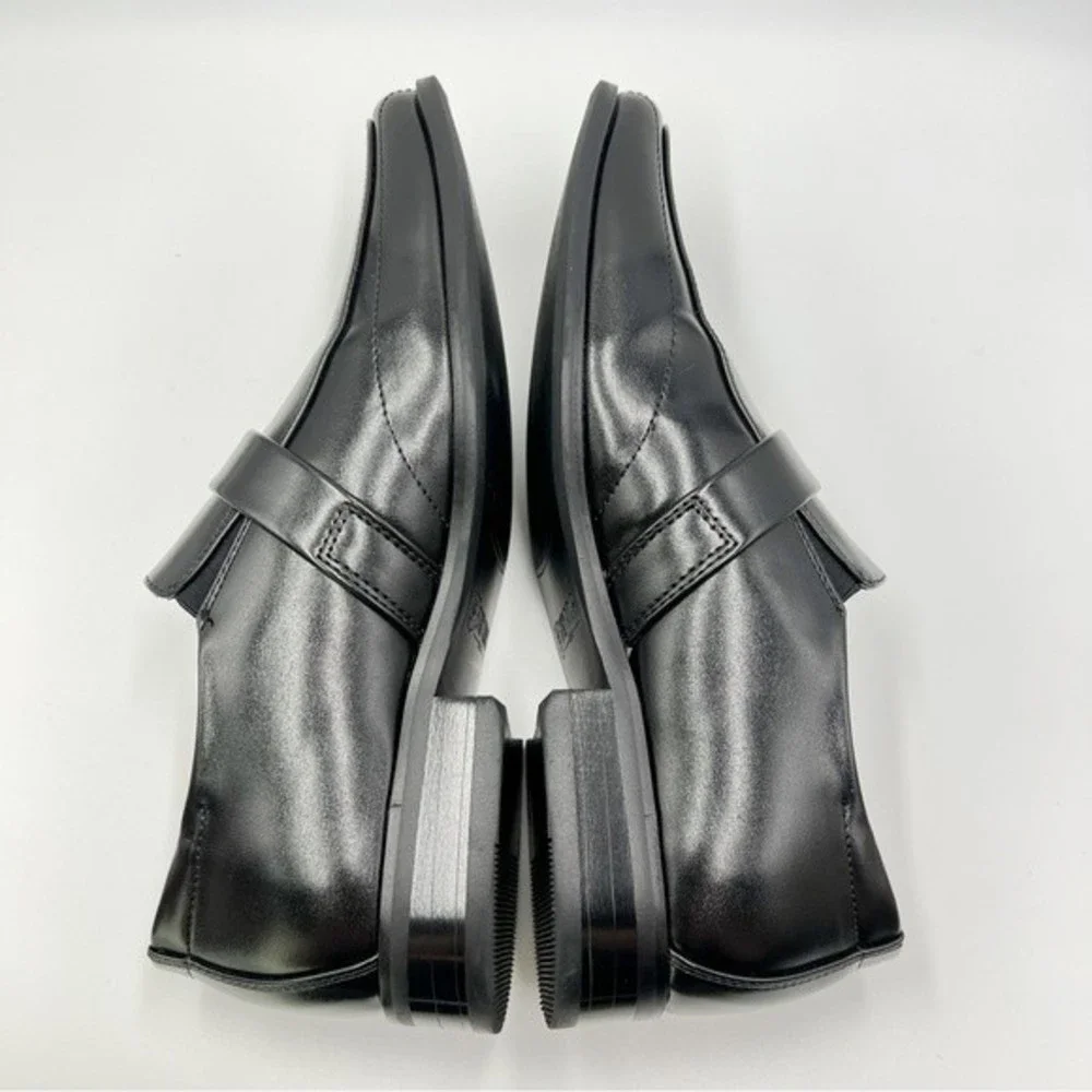 Stacy Adams Boys Size 5 Black Bartley Moc Toe Slip On‎ Loafers Dress Shoes